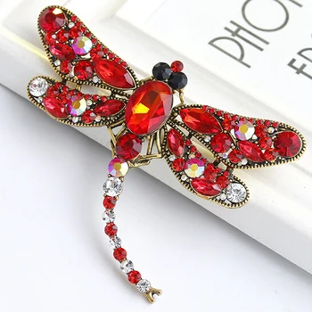 6 Farba Dragonfly Brošne Corsages Šperky Vintage Ženy Brošňa Crystal Veľké Broches Šatka Šaty, Hidžáb Kolíky Do XZ346