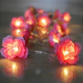 4m 40pcs Vianočné osvetlenie Kreatívne HOBBY Ručné Malé Hodvábne Kvet Teplá Biela Batérie LED Reťazec Rozprávkových Svetiel Luminaria Nočného