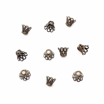500pcs/veľa Strieborné Pozlátené Kvet Perličiek Čiapky 6x5mm Zistenia DIY Príslušenstvo Šperky
