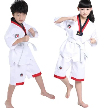 Biele Dlhé Rukávy Deti Judo Kimono Šaty Deti Karate Súťaže Výkon Kostýmy Chlapci Dievčatá Taekwondo Vyhovuje