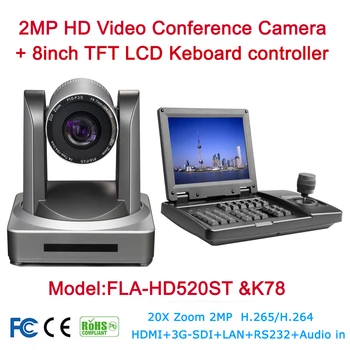 Video Konferencia kamerový Systém Kit 2MP 1080P HDSDI SDI IP 20X HD Onvif Video Live Media Cam + 8 cm TFT LCD radiča Klávesnice