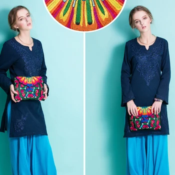 Najnovší Ročník vyšívané tašky pre ženy Móda Motýľ tlačidlo farba plátno Ženy spojok Etnických malé kabelky