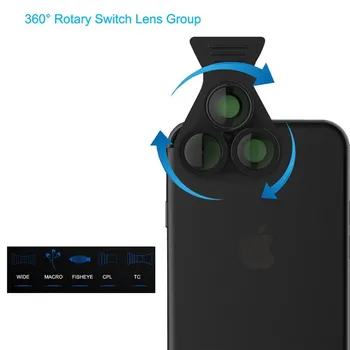 HD Mobilný Telefón Objektív Profesionálne 2,5 X Telephot 180 Stupňov Fisheye 0.62 X širokouhlý 15X Makro CPL Objektívy fotoaparátov Kit Pre Smartphone
