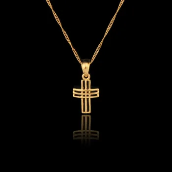 Hot predaj Kríž Náhrdelník Ženy/Muži Šperky Veľkoobchod Trendy Zlatá farba Ježiš Kríž Prívesok