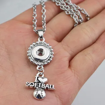 Ženy 50 cm lízať reťazca milujem futbal, športové náhrdelník S 18 mm kovové modul tlačidlo náhrdelník DIY Snap Šperky, Doplnky pre mužov