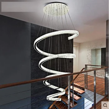 špirála dizajn, moderné LED luster krištáľové lampy Dia80*H220cm lustre hotel schodisko svietidlá