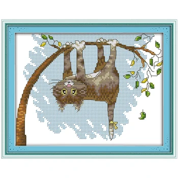 Mačka Visí na Strome Počíta Cross Stitch 11 14CT Cross Stitch Nastaviť Veľkoobchod Cartoon Cross-stitch Auta Výšivky, Výšivky