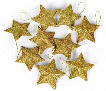 24pcs Zlato/Striebro 9 cm Star Prívesok Na Vianočný Večierok Dovolenku Strom Venun Závesné Dekorácie