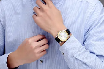CRRJU Značky pánske Luxusné Športové Nepremokavé Ultra Slim Quartz Hodiny Muž Bežné Čierne Kožené Starp Náramkové hodinky Relogio Masculino