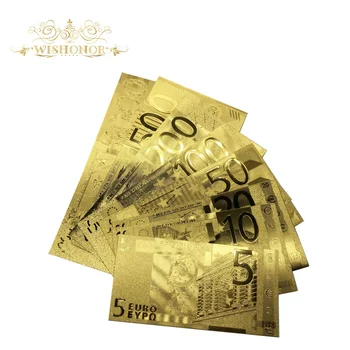Wishonor 8pcs/veľa Eurových Bankoviek 5 10 20 50 100 200 500 1000 Euro, Zlato, Bankovky v pozlátená Replika Pre Krásne Darčeky