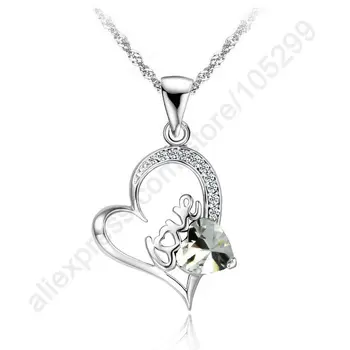 JEXXI Veľkoobchod Šperkov Náhrdelník 925 Sterling Silver ľúbostný List Srdce Cubic Zirconia Prívesok Šperky Náhrdelníky