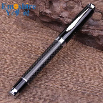 Black Carbon Fiber Roller guličkové pero, Prispôsobené Loga Reklamné Kovové Guľôčkové Pero Darček Veľkoobchod Gél Perá, Písacie potreby P398