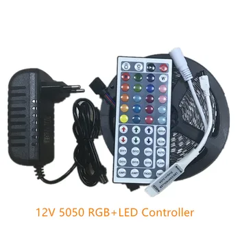 SMD RGB LED Pásy Svetla 5050 2835 5M LED Svetlo rgb Led pásky dióda led páska Flexibilné mini IR ovládača dc 12V Adaptér set