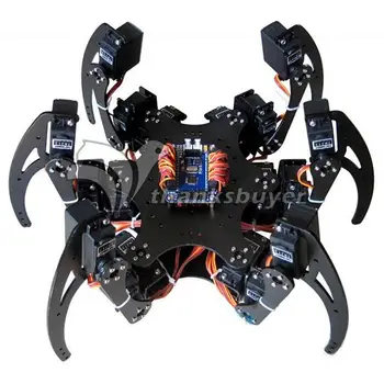 Montované 18DOF Hliníkové Hexapod Spider Šesť 3DOF Nohy Robot Rám s Serva & Servo Horn & Controller