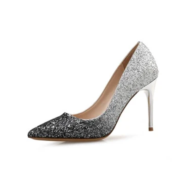 2018 Sequined high-poltopánková obuv s vysokými podpätkami a topánkach s pár papuče topánky, nové, jesenné topánky dámske.