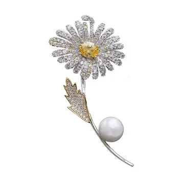 SINZRY elegantné Nové 2018 cubic zirconia žltá daisy kvet vyhovovali brošne pin lady šatku pracky príslušenstvo šperky pre ženy