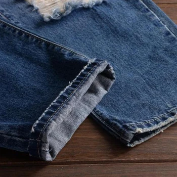 Sokotoo pánskej módy plus veľkosť členok dĺžka vrecku džínsové nohavice Bežné otvory roztrhlo plodín džínsy Slim kombinézach