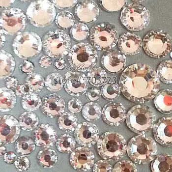 1000 ks 2 mm - 6 mm Mix Veľkosť Jasné Farby Akrylové Živice Kolo Drahokamu Flatback Crystal Kamienkami Nail Art Decoration N01