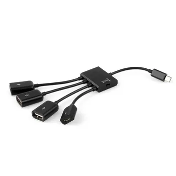 4 Port Micro USB Napájací Plnenie OTG Hub Konektor Kábla Spliter
