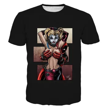 2017 Batman Arkham Samovražedné Komando Harley Quinn Kostým 3D T Shirt Joker T-Shirt Cosplay Kostýmy Plus Veľkosť S-4XL