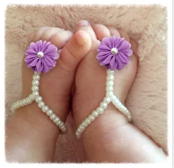 Letné darček pre Novorodenca Kvetinové Dievčatá Pearl Flower Nohy Kapela Prst Krúžky Prvý Walker Naboso Anklet Reťazca pre Deti