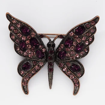 Fialová Drahokamu brošňa Motýľ Pin brošne Módne šperky darček C729 D3