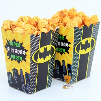 6pcs/veľa Batman Deti Strana navrhne Popcorn Box prípade Darčeka Prospech Príslušenstvo Narodeninovej Party Dodávky AW-0556