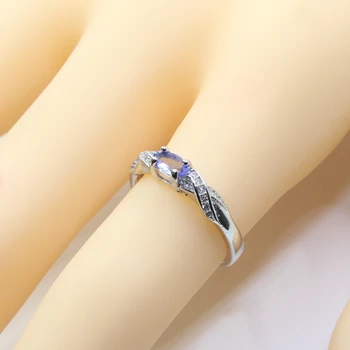 Móda tanzanite strieborný prsteň 3 mm * 6 mm prírodné VS tanzanite krúžok pre dievča pevné 925 silver tanzanite zásnubný prsteň pre lady