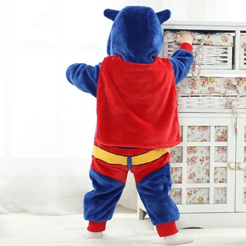 Dieťa Chlapec Dievča S Kapucňou Remienky Cartoon Cosplay Kostým Novorodenca Jumpsuit Super Hrdina Batman Superman Oblečenie
