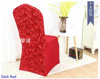 Tmavo Červená Farba, Spandex stoličky kryt rozetu stoličky kryt ruže kvet vyšívať dizajn svadobné dekorácie večera stoličky kryt