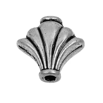 DoreenBeads Zinok Založené Zliatiny Antique Silver Dištančné Korálky vejárovité DIY 9mm( 3/8