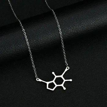 Módne Šperky Jednoduché Molekuly Kofeínu Náhrdelník Z Nehrdzavejúcej Ocele Molekuly Vedy Chemické Náhrdelník Pre Ženy