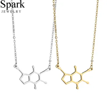 Módne Šperky Jednoduché Molekuly Kofeínu Náhrdelník Z Nehrdzavejúcej Ocele Molekuly Vedy Chemické Náhrdelník Pre Ženy
