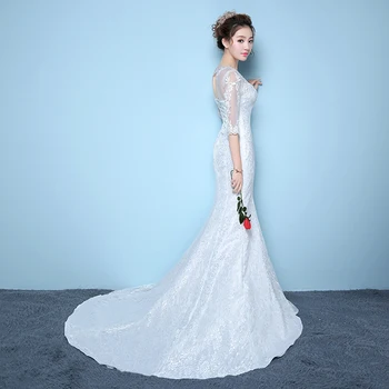 DongCMY LD0812 dlhé biele farebné Mermaid obväz, Svadobné šaty, Šaty vestido de noiva