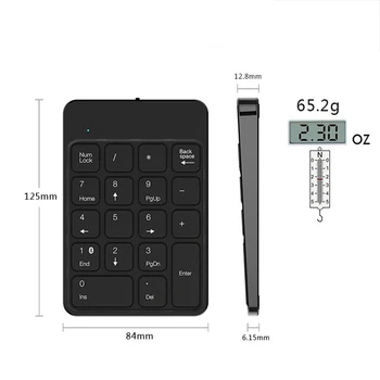 [AVATTO] Rechargable 2.4 G Bezdrôtové pripojenie USB Numerická Klávesnica 18 Tlačidlá pre Digitálne Klávesnica Ultra Slim Číslo Pad Výpočet, PC, Notebook