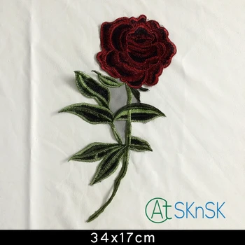 2pcsIron-na Sew-na Škvrny Červenej Ruže Kvet Výšivky Motív Nášivka Ženy DIY Oblečenie Nálepky Svadobné Patch Ornament Šaty