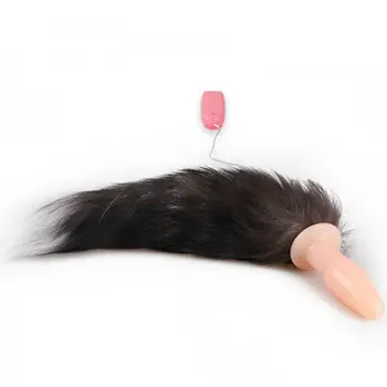 Čierny Vlk Elektrické foxtail vibrátor zadok plug chvost korálky análny plug Sex Produkty Dospelých, Sexuálne Hračky Pre Ženy Análny Sex hračky