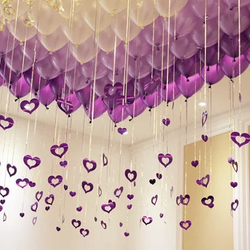 100 ks/set Krásne Laser Flitrami Prívesok Srdce Strapec Hélium Balón Príslušenstvo Svadobné Party Manželstva Valentines Day Dekor