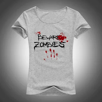 Pozor Zombie T shirt Ženy 2017 Letné krátke rukávy Femme Fashion Vytlačené T-shirt Topy žena tees F47