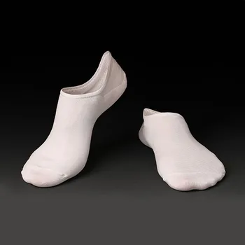 5 Párov Mužov Loď Ponožka Solid Farba Zrelých Stabilný Mercerized Bavlna Non-slip Neviditeľný, Tenký Mužov Ponožky Letné Priedušná Dobré Meias