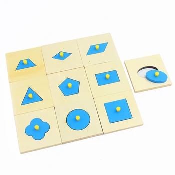 Home Edition Montessori Matematika Hračky, Drevo Geometrie Tvar Vložky Set/10 Modrá Vzdelávania V Ranom Detstve Predškolského Vzdelávania Pre Deti Hračky