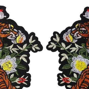 10pair Zrkadlo Tiger Kvet Pár Výšivky Škvrny Žehlička na Prevody Nálepky na Oblečenie Nášivka DIY Remesiel Dodávky TH521