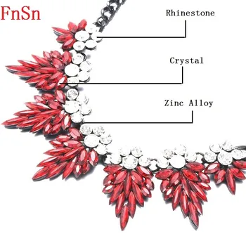FnSn New Horúce Crystal Rastlín Chokers Vyhlásenie Náhrdelník Šperky Ženy, Čierna Farba, Kamienkami Golier Turecký Šperky Darček N174
