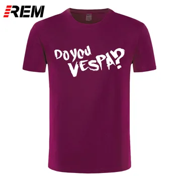 REM Letné Módy Vespa vintage motocykel Logo tlač Mužov Hip Hop T shirt Tees Farieb, Mens ležérne Oblečenie