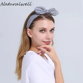 Naturalwell Twist Turban Top Knot hlavový most Dievča ženské Vlasové Zábaly Pásma Bunny Králik Uši Turban Čelenky Turbante WH008