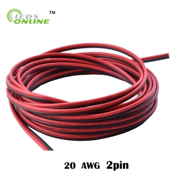 5M 10 M 20 M 2pin 20 AWG UL2468 2*0,5 mm Predlžovací Kábel použiť pre 12v 24v LED Pásy Pásky String Pripojte Elektrické Drôty