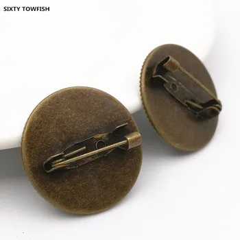 100ks/veľa Medi Antické Bronzové Zásobník Brošne fit: 20 mm 25 mm 30 mm Portrét Cabochon Základne Nastavenie DIY Šperky Zistenia B1115