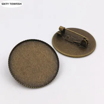100ks/veľa Medi Antické Bronzové Zásobník Brošne fit: 20 mm 25 mm 30 mm Portrét Cabochon Základne Nastavenie DIY Šperky Zistenia B1115