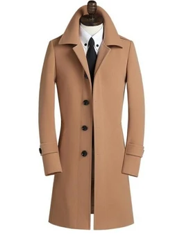 S-9XL Hot kórejský veľkých Mužov zimné dlho single-breasted vlny kabát Business gentleman bunda pánske slim vlnené Zákopy srsti