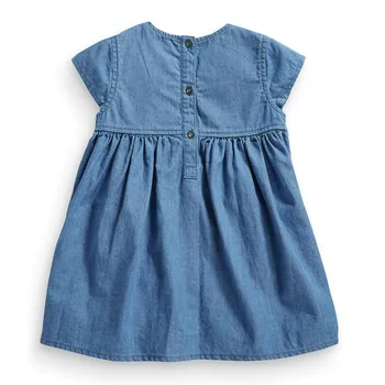 Šatník základné džínsové šaty s vreckami & tlačidiel detail,mäkké bavlnené dievčenské spoločenské šaty,detské šaty,Nové oblečenie v štýle(2-5 rokov)